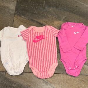 Nike Pink and White Baby Onesie Set 6m
